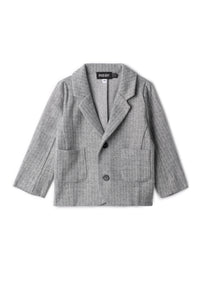WB5CY2738B SPACE GREY STRETCH HERRINGBONE BLAZER