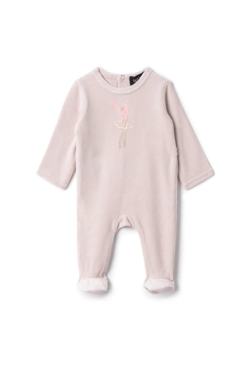 WB5CY2802 SPACE GREY ROPE EMBROIDERY VELOUR FOOTIE