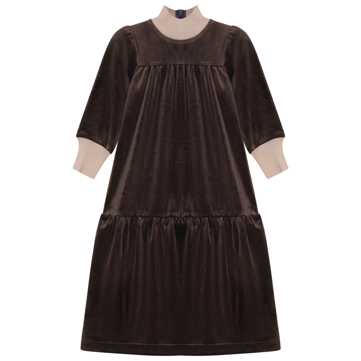 WB6CP7499 LOLA RIB KNIT TRIM LONG DRESS