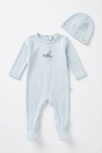 WB6CY3027 BEBE BELLA BOAT BUNNY FOOTIE + BEANIE SET