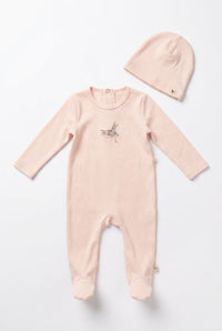 WB6CY3027 BEBE BELLA BOAT BUNNY FOOTIE + BEANIE SET