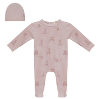WB6CY3038B LUX BABY ALL OVER PRINT FOOTIE + BEANIE