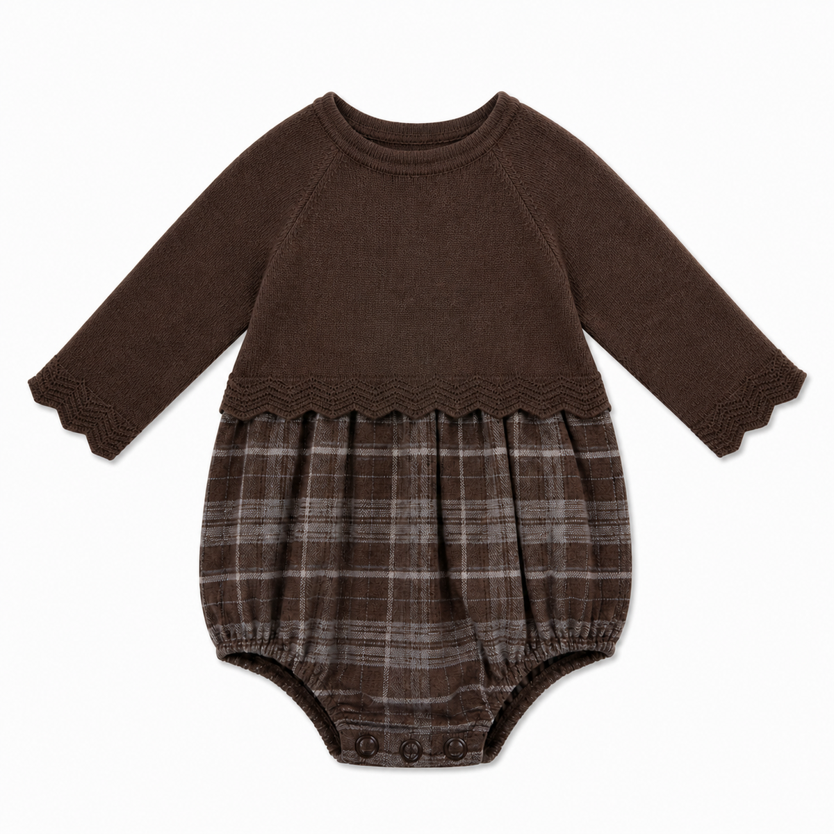 WB6CY3145BG SPACE GREY POINTELLE KNIT PLAID BUBBLE