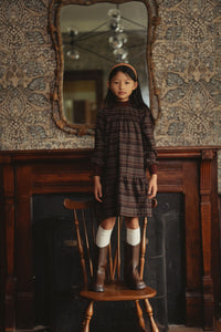 WB6CY3145D SPACE GREY MOCK NECK PLAID DRESS