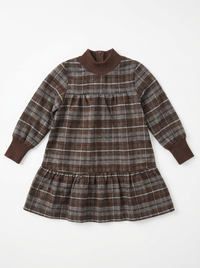 WB6CY3145D SPACE GREY MOCK NECK PLAID DRESS