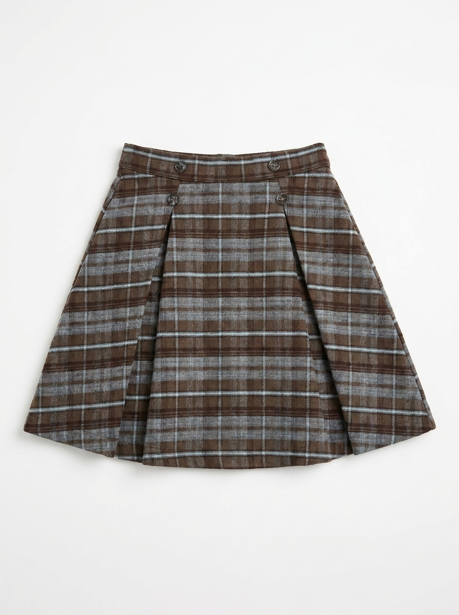 WB6CY3145S/T SPACE GREY PLAID SKIRT + MOCK NECK SET