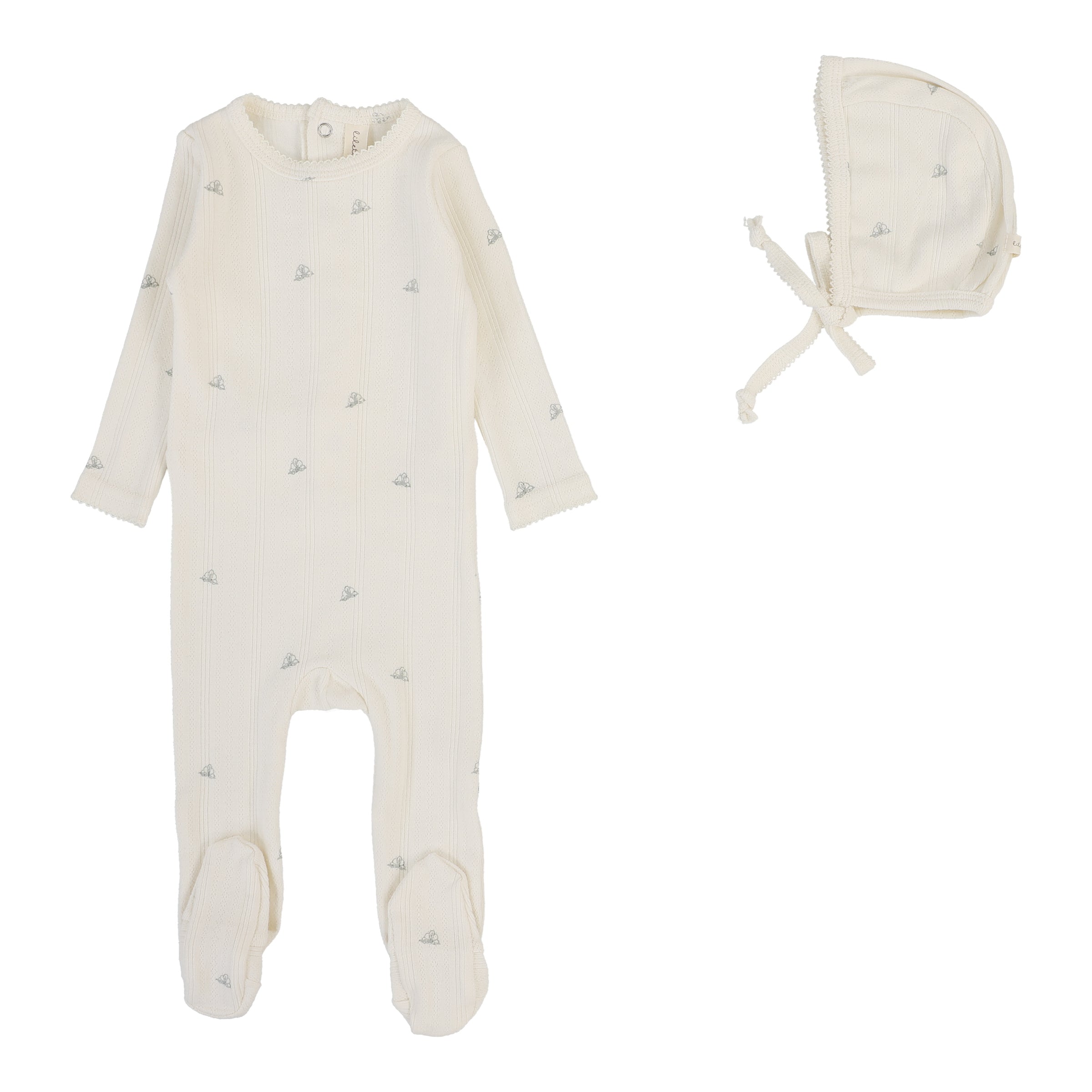 LILETTE PRINT POINTELLE FOOTIE + BEANIE
