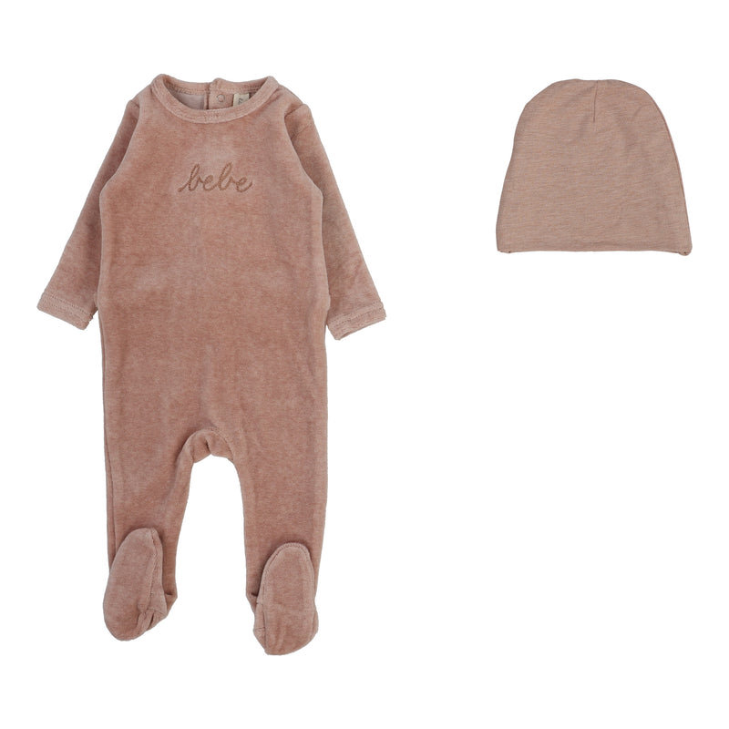 LILETTE VELOUR BEBE FOOTIE + BEANIE