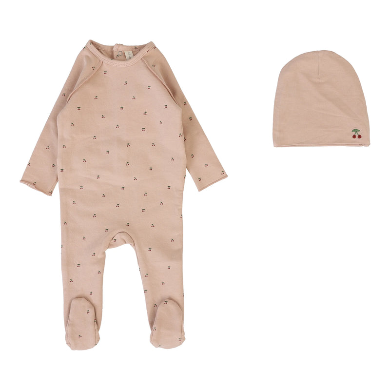LILETTE CHERRY PRINT FOOTIE + BEANIE
