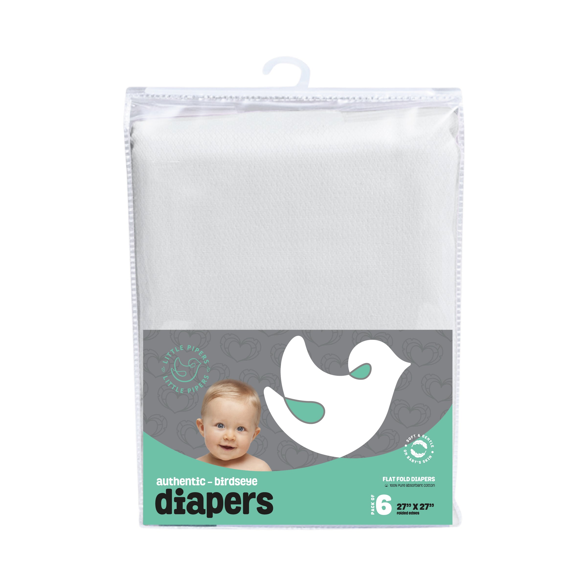 LP4 LITTLE PIPERS BIRDEYE FLATFOLD DIAPERS