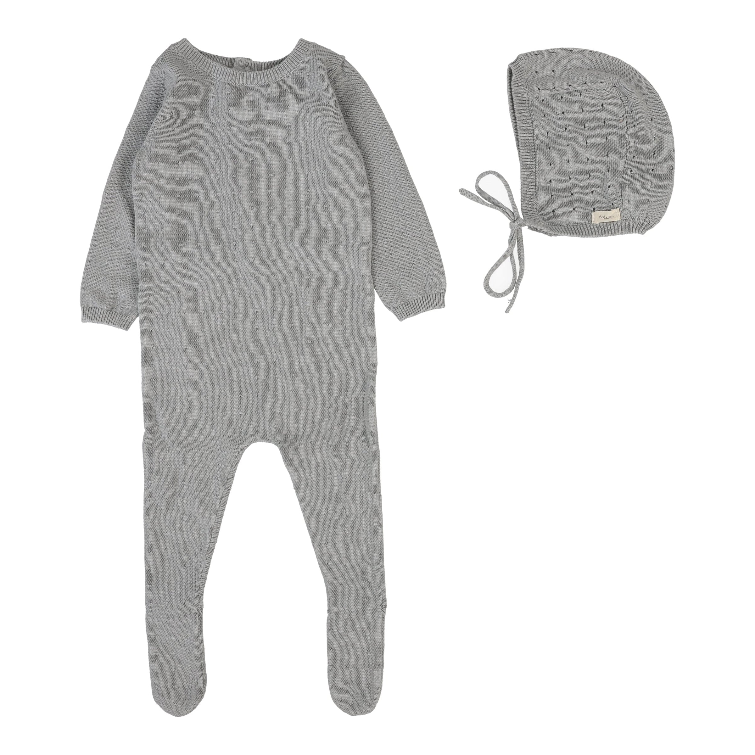 LILETTE DOTTY KNIT FOOTIE + BEANIE
