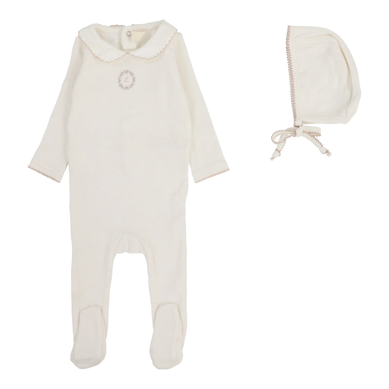 LILETTE EMBLEM EMBROIDERED FOOTIE + BEANIE