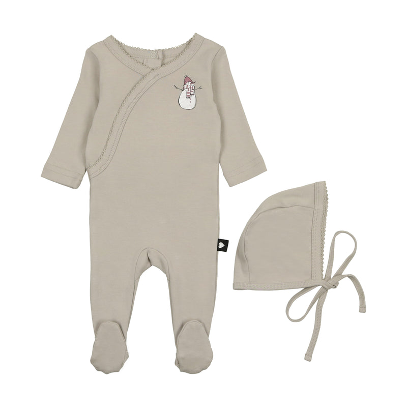 HEART + SOUL GIRLS SNOWMAN FOOTIE + BONNET