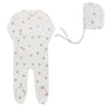 ELYS & CO VELOUR LEAF PATTERN FOOTIE + BONNET