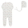 ELYS & CO VELOUR LEAF PATTERN FOOTIE + BONNET