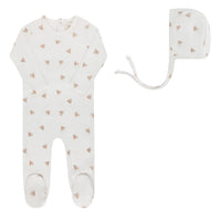 ELYS & CO VELOUR LEAF PATTERN FOOTIE + BONNET