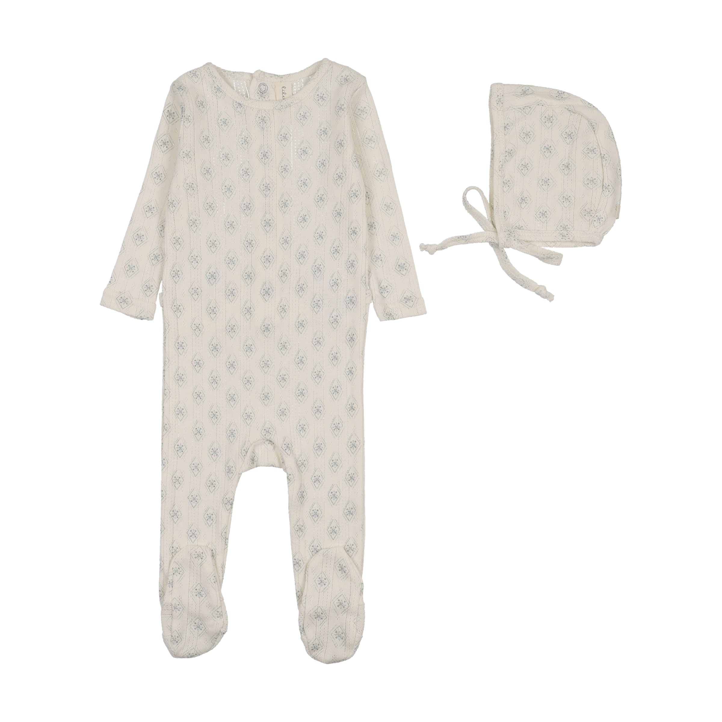 LILETTE GEO FLORAL PRINT FOOTIE + BEANIE SET