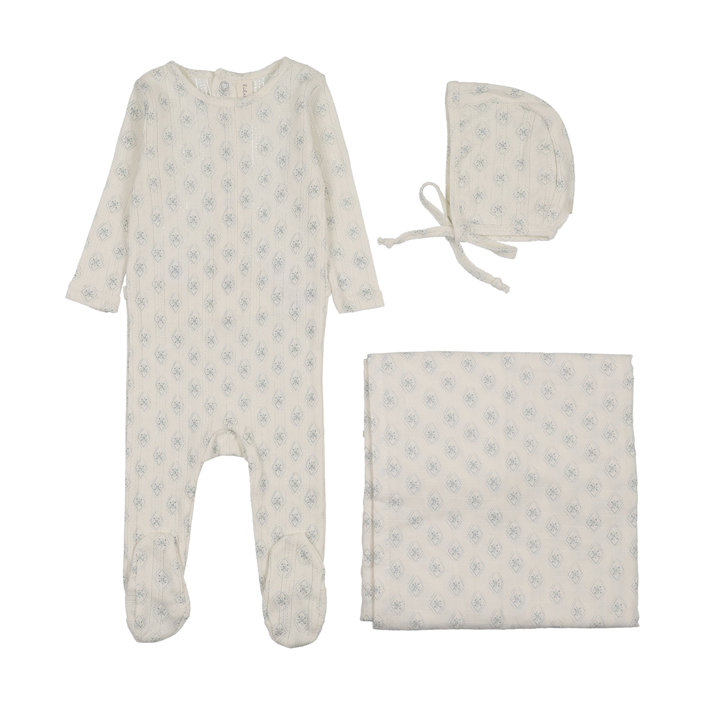 LILETTE GEO FLORAL PRINT LAYETTE 3PC SET
