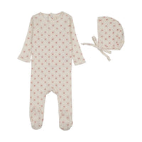 LILETTE GEO FLORAL PRINT FOOTIE + BEANIE SET