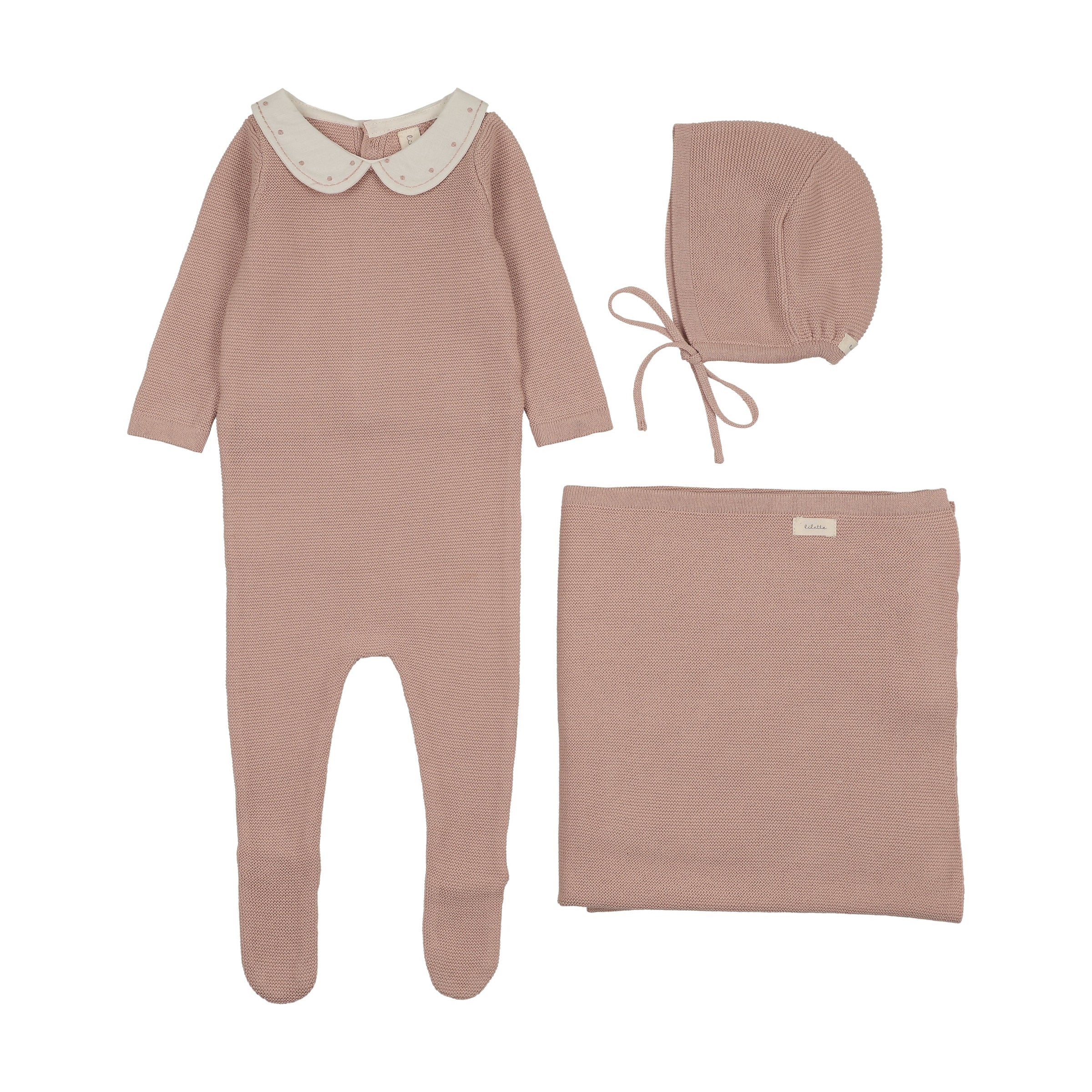 LILETTE EMBROIDERED KNIT COLLAR LAYETTE SET