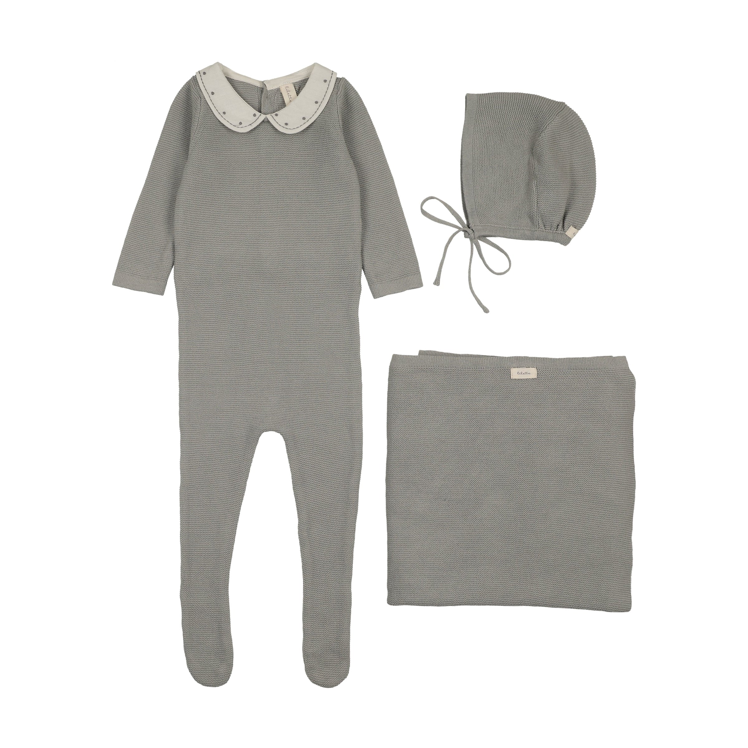LILETTE EMBROIDERED KNIT COLLAR LAYETTE SET