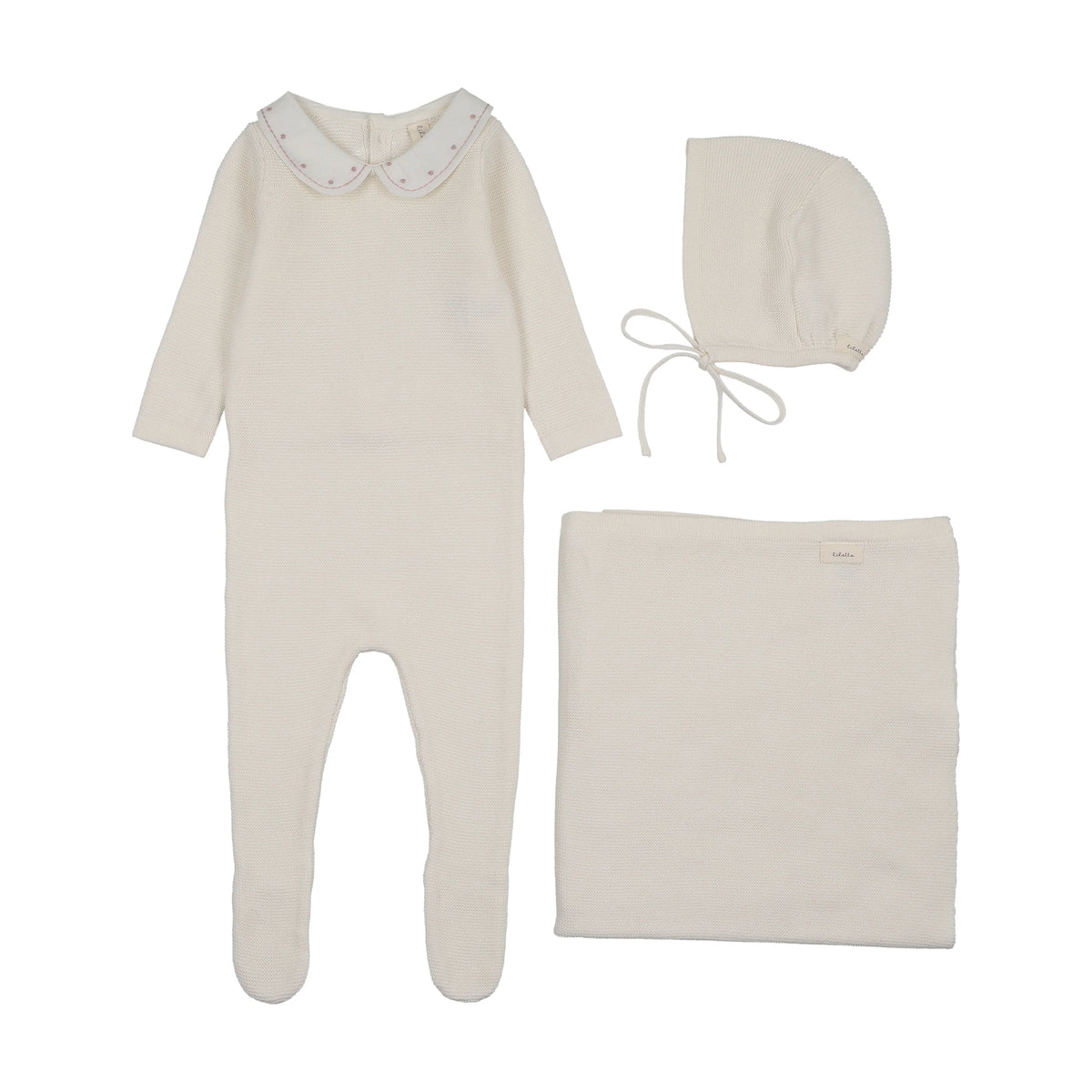 LILETTE EMBROIDERED KNIT COLLAR LAYETTE SET