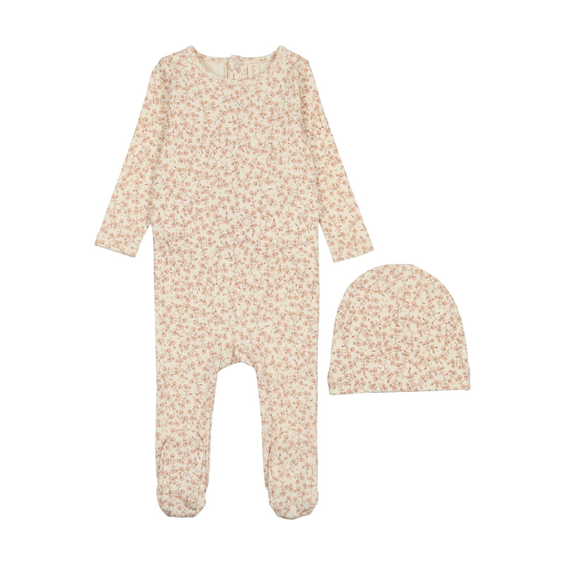 LILETTE ALL OVER FLORAL FOOTIE + BEANIE SET