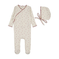 LILETTE CHERRY SCALLOP FOOTIE + BEANIE SET