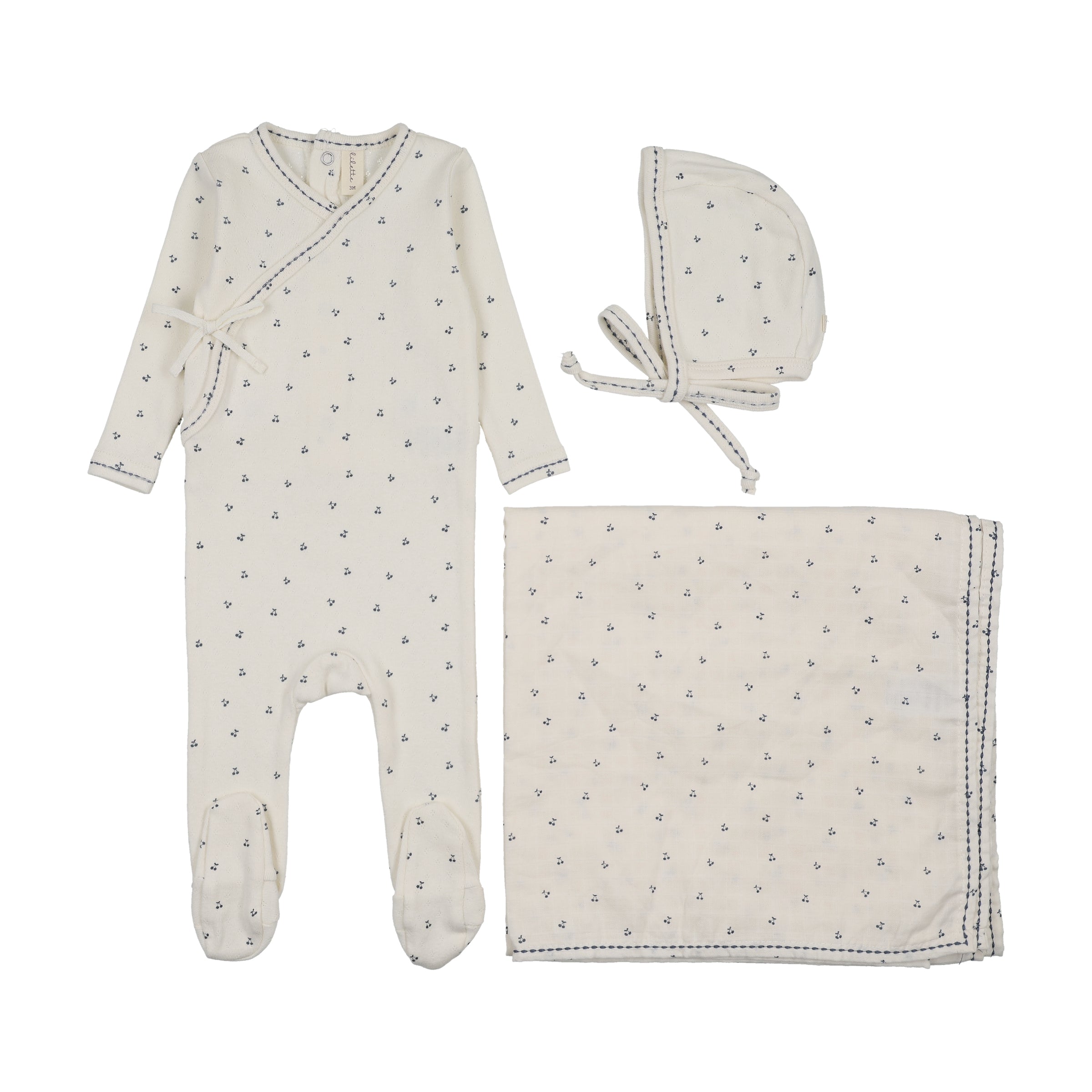 LILETTE CHERRY SCALLOP LAYETTE 3PC SET