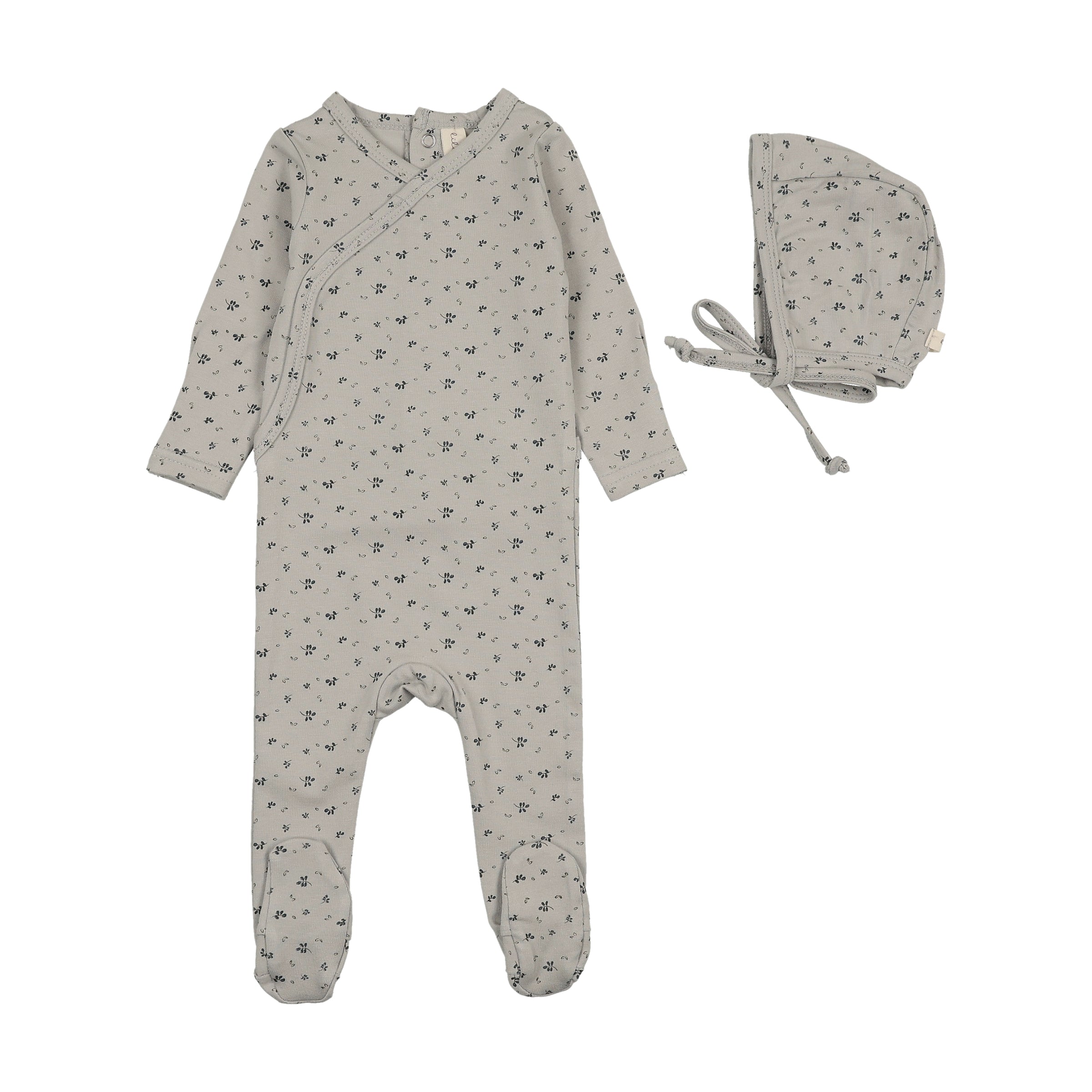 LILETTE PRINT WRAPOVER FOOTIE + BONNET SET