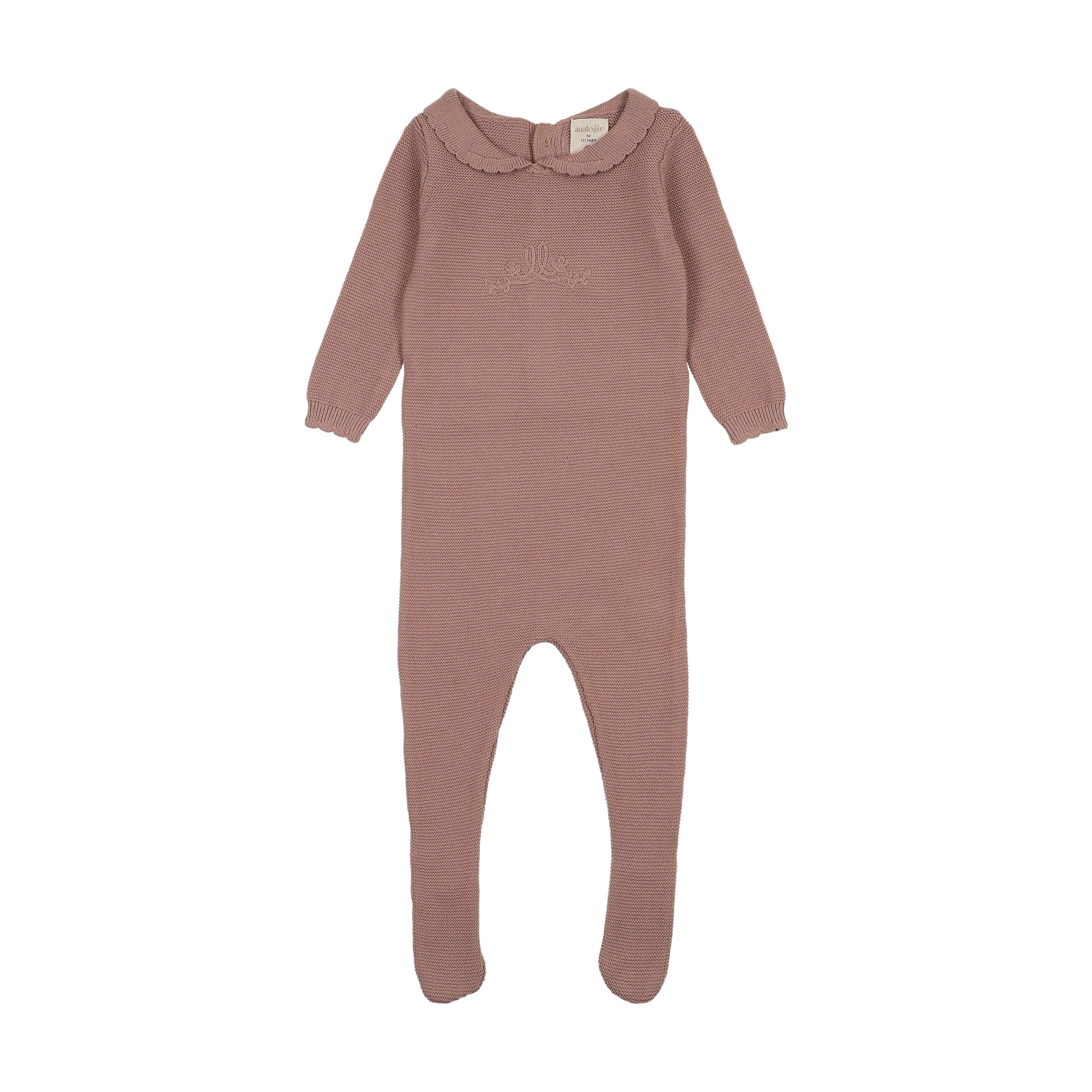 ANALOGIE KNIT EMBROIDERED FOOTIE