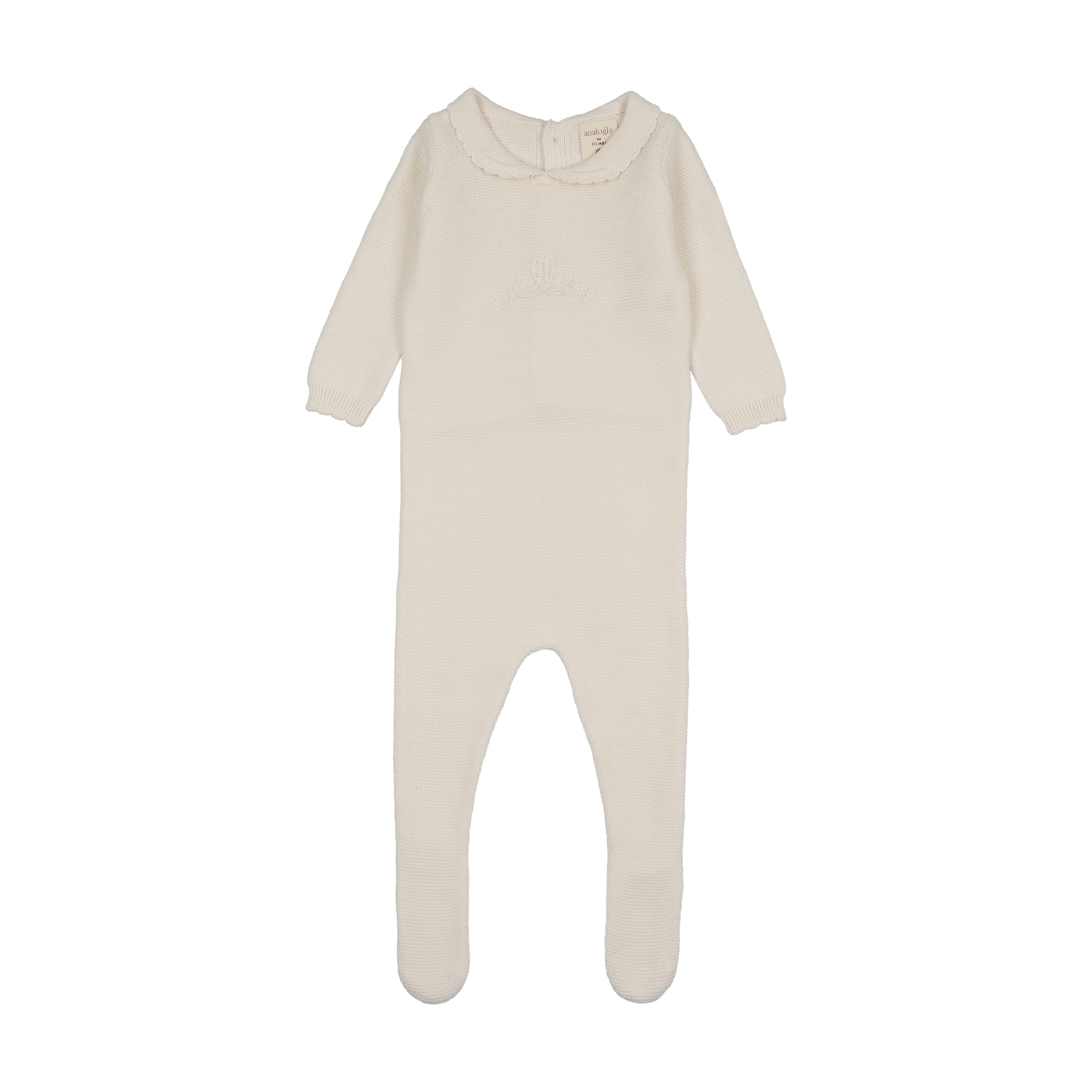 ANALOGIE KNIT EMBROIDERED FOOTIE