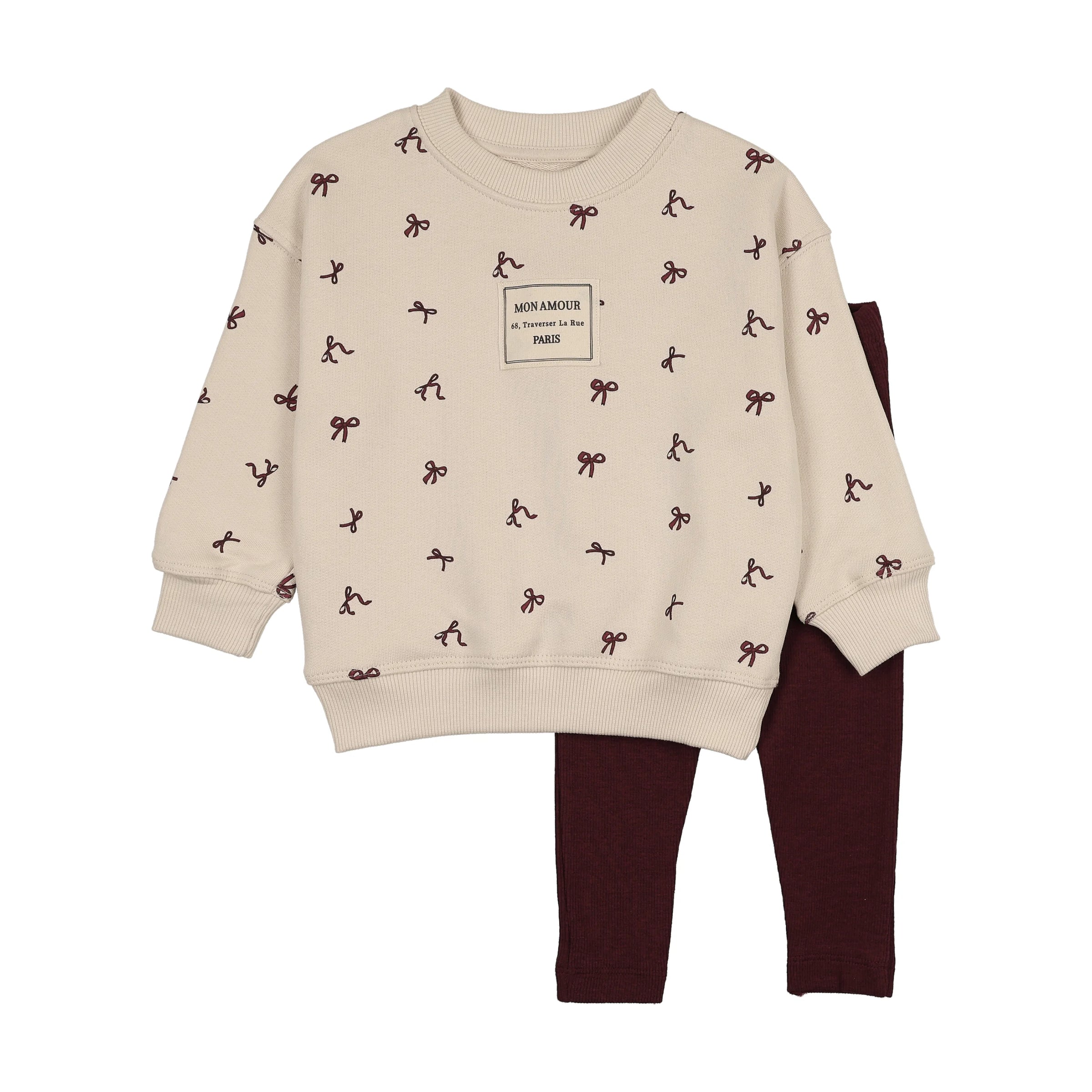 ANALOGIE BOW PRINT SWEATSHIRT 2PC SET