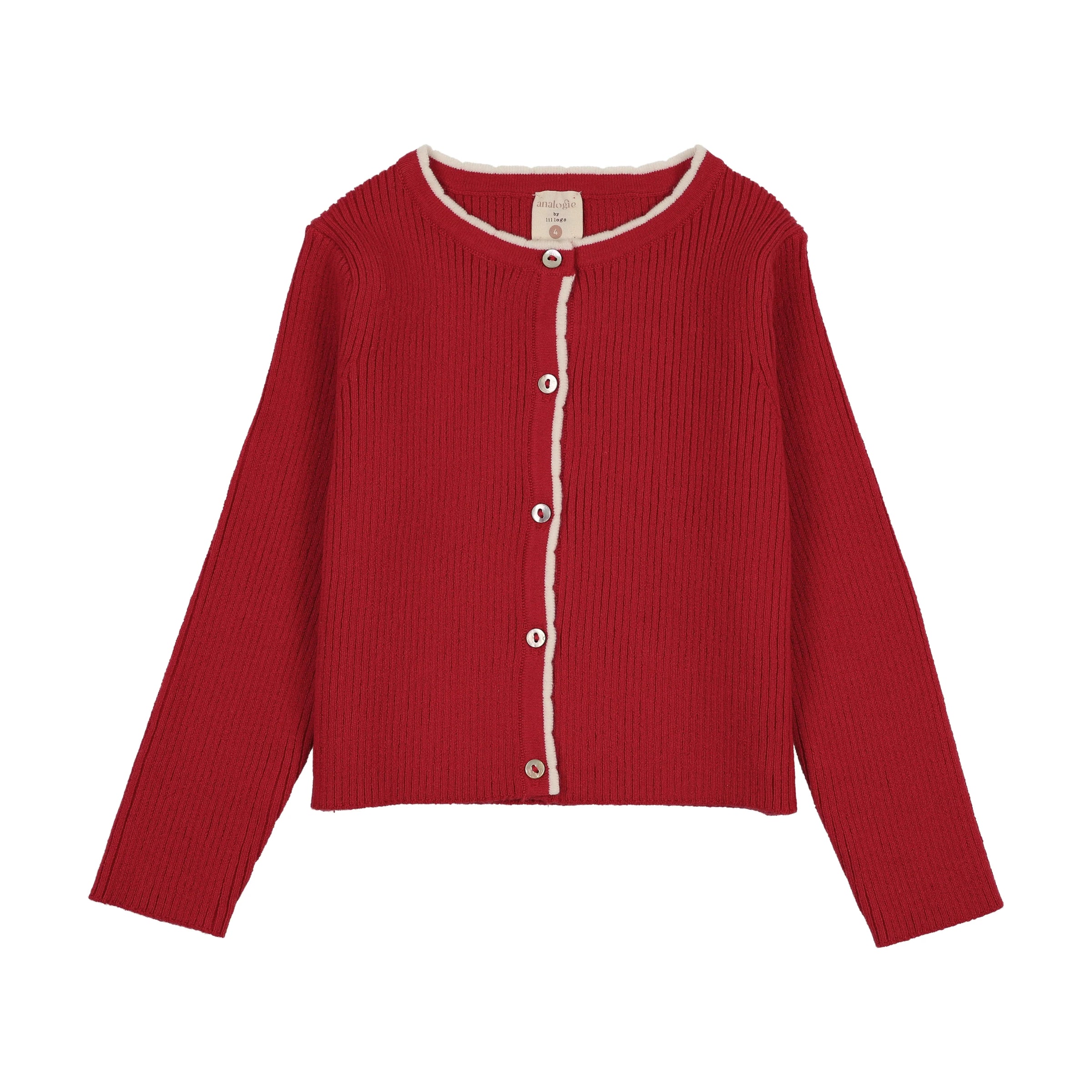 ANALOGIE SCALLOP RIB CARDIGAN RED