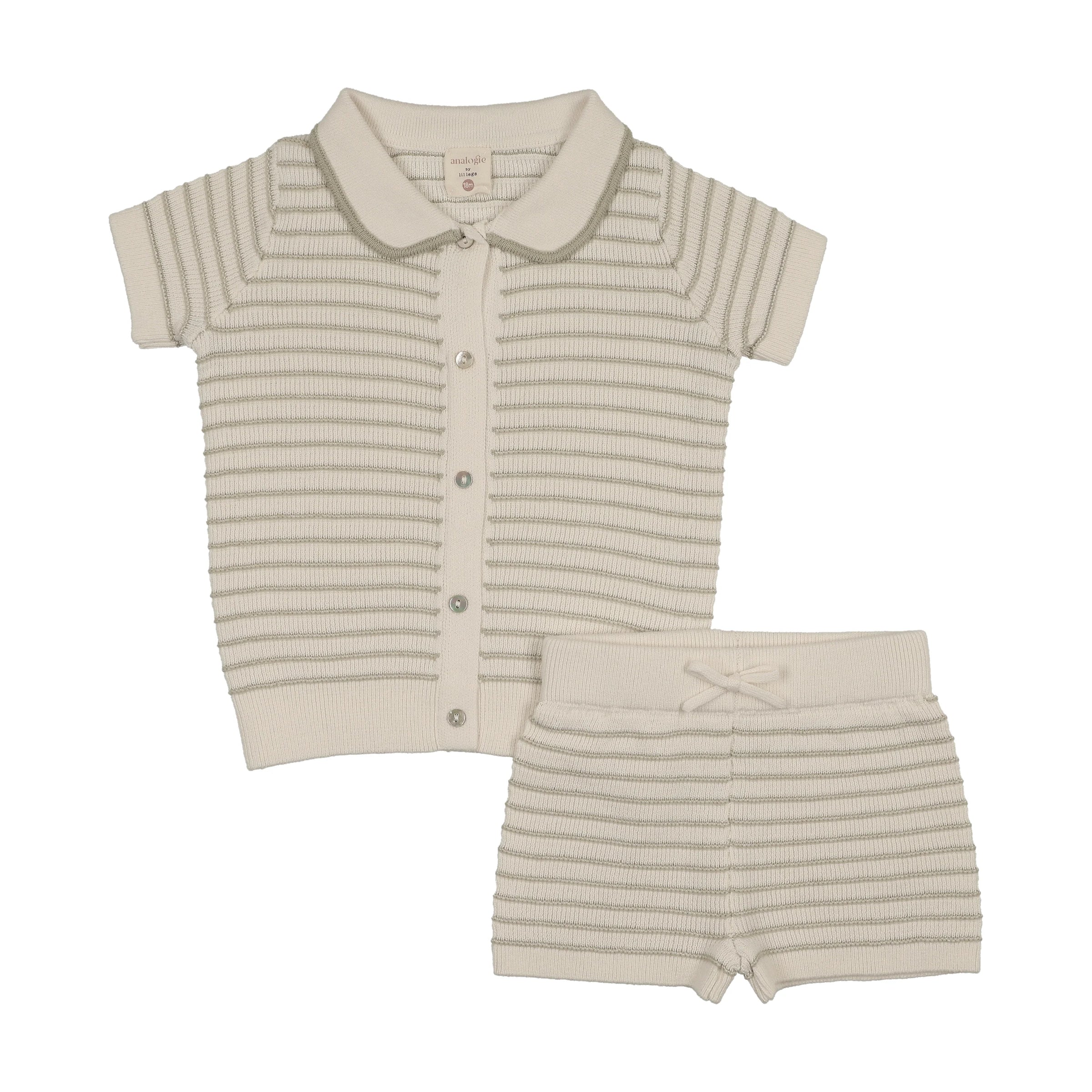 ANALOGIE TEXTURED KNIT STRIPE 2PC SET
