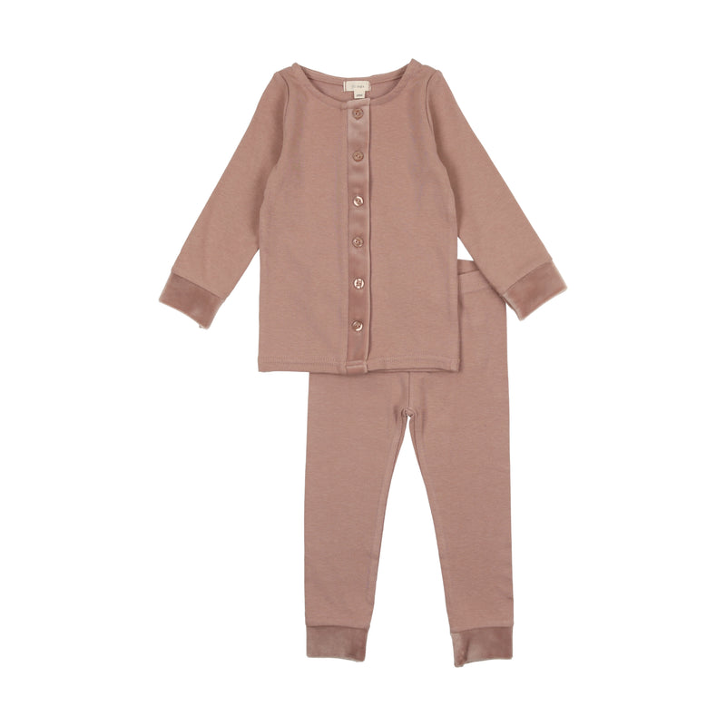 VTLS LIL LEGS VELOUR TRIM LOUNGE SET