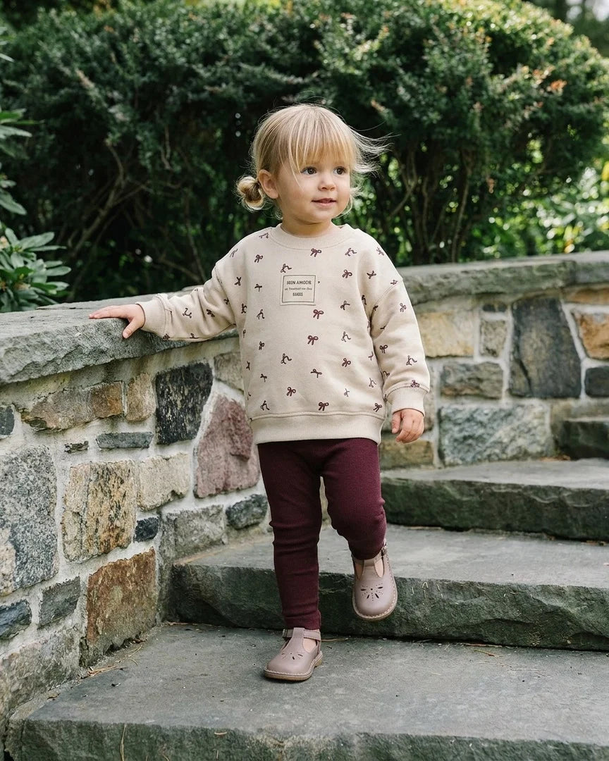 ANALOGIE BOW PRINT SWEATSHIRT 2PC SET
