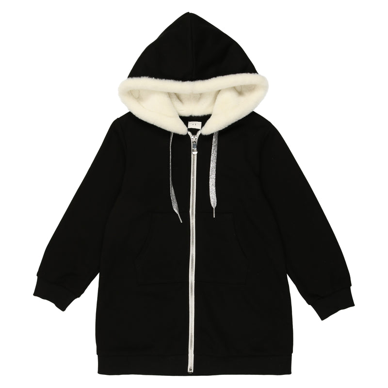 ZHD MANIERE ZIP FAUX FUR HOODIE DRESS
