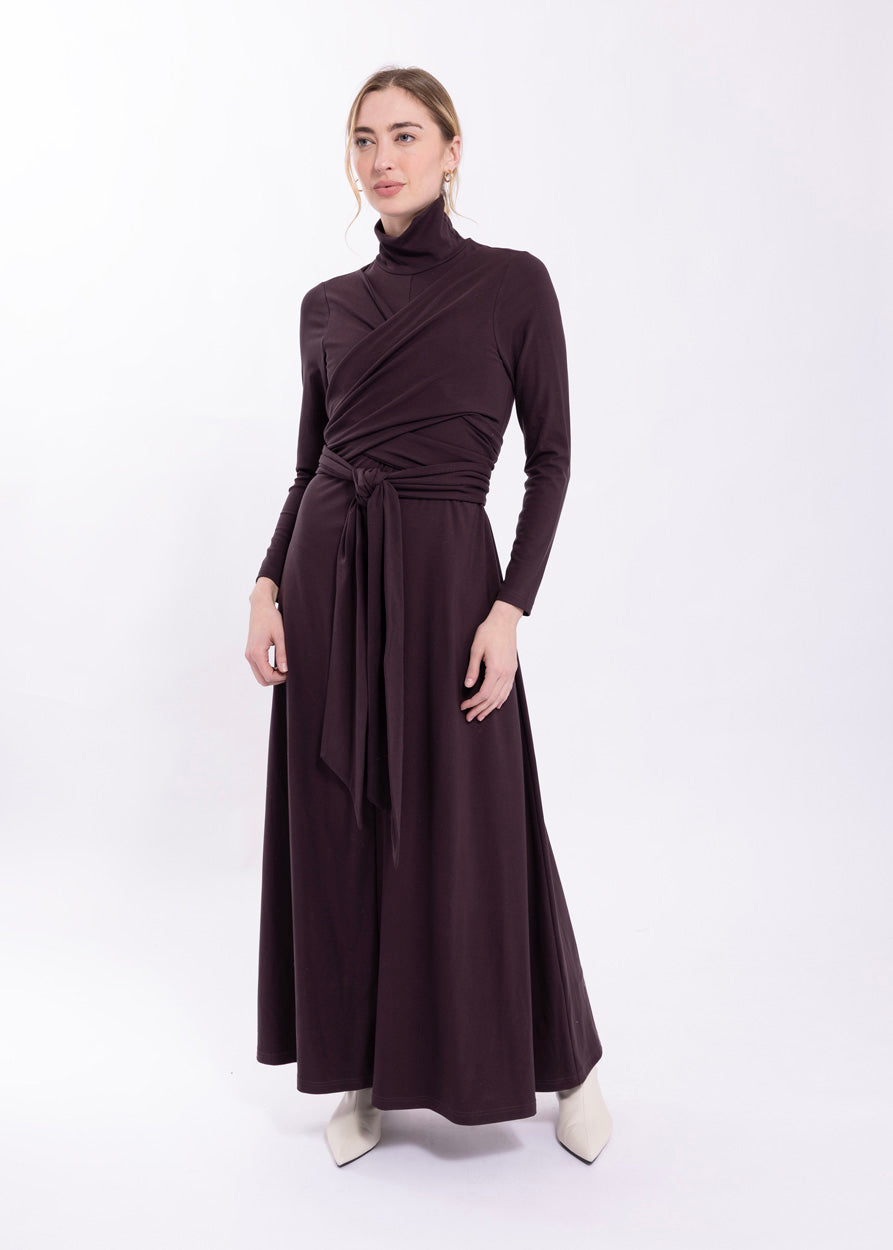 MC5943 MAPLE & CLIFF FAUX WRAP MAXI DRESS