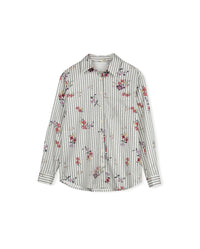 W-25033 HONEST EDIT STRIPE FLOWER BLOUSE
