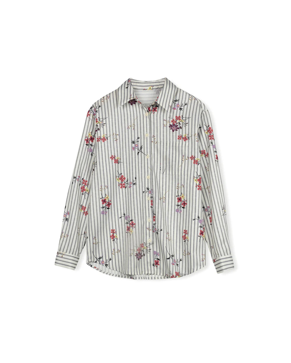 W-25033 HONEST EDIT STRIPE FLOWER BLOUSE