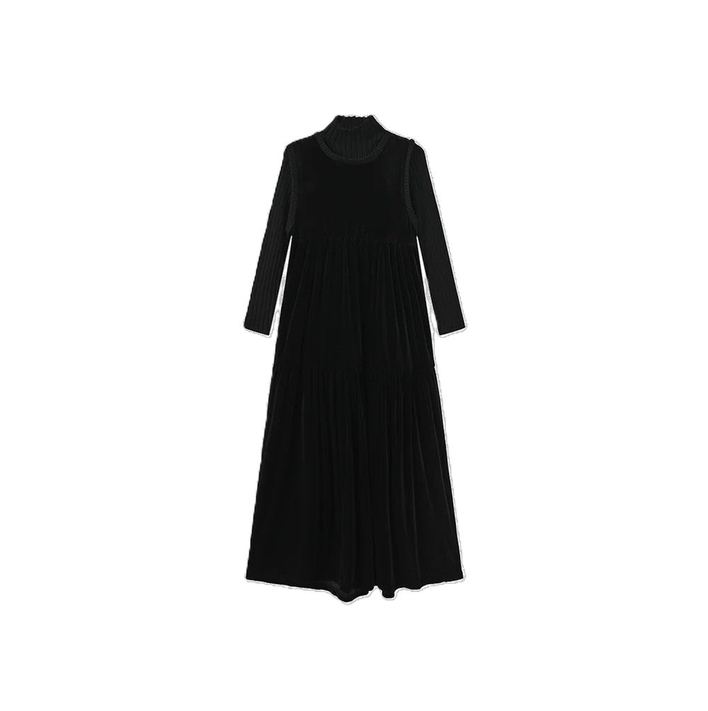 C-28633 LILOU VELOUR MAXI DRESS WITH TURTLENECK