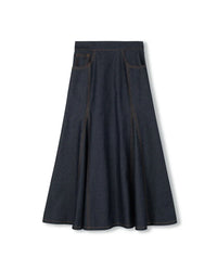 C-25957 VIBE OPEN PANEL DENIM MAXI SKIRT
