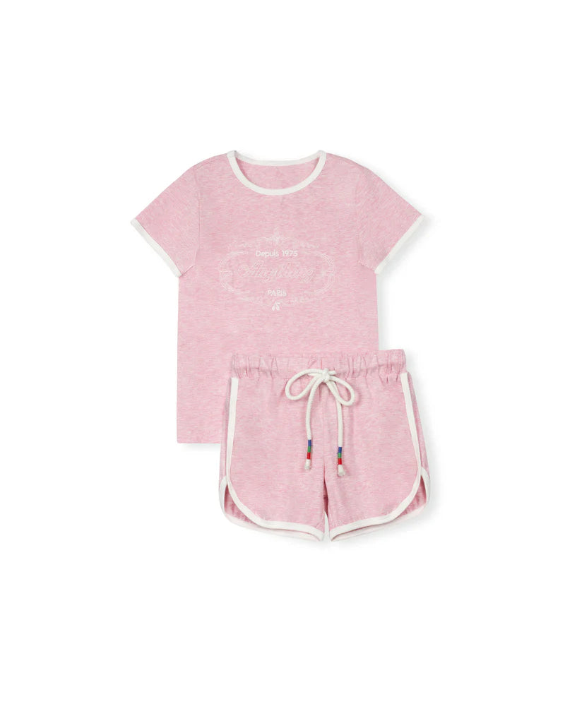 C-26277 CABANA SADIE MARLED T-SHIRT 2PC SET