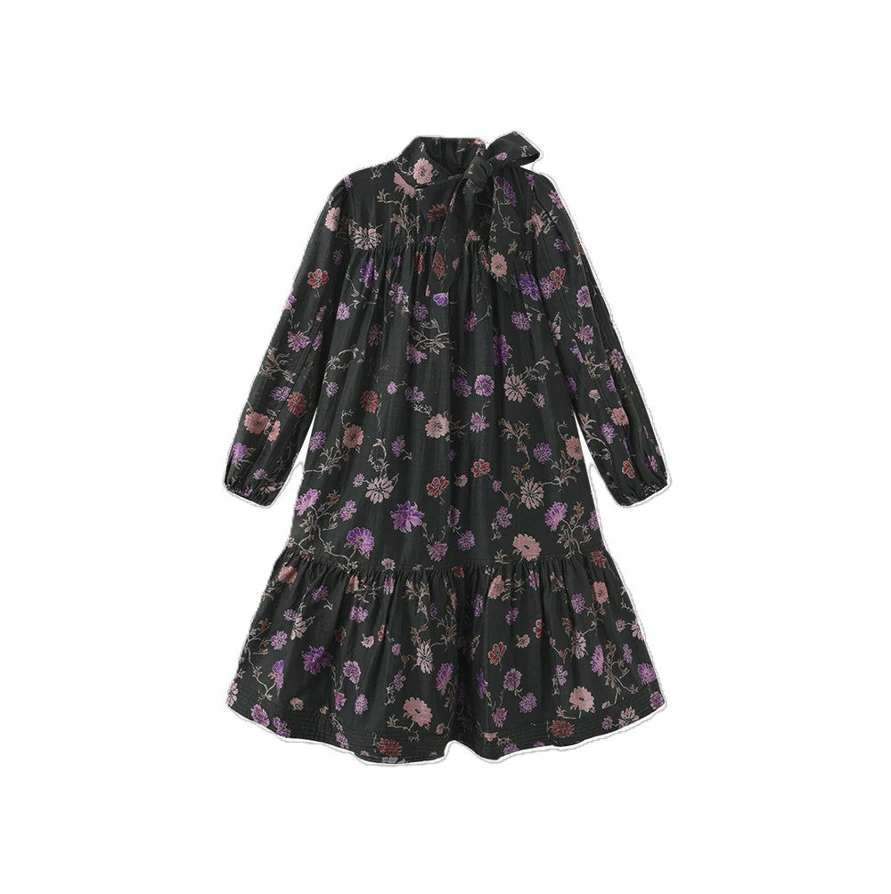 C-27551 MINIMAL NECK BOW BOTTOM TIER DRESS