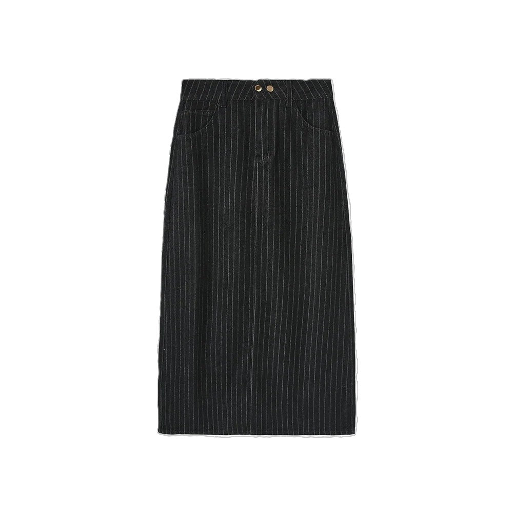 W-27392 STORY PINSTRIPE STRIPE MAXI SKIRT