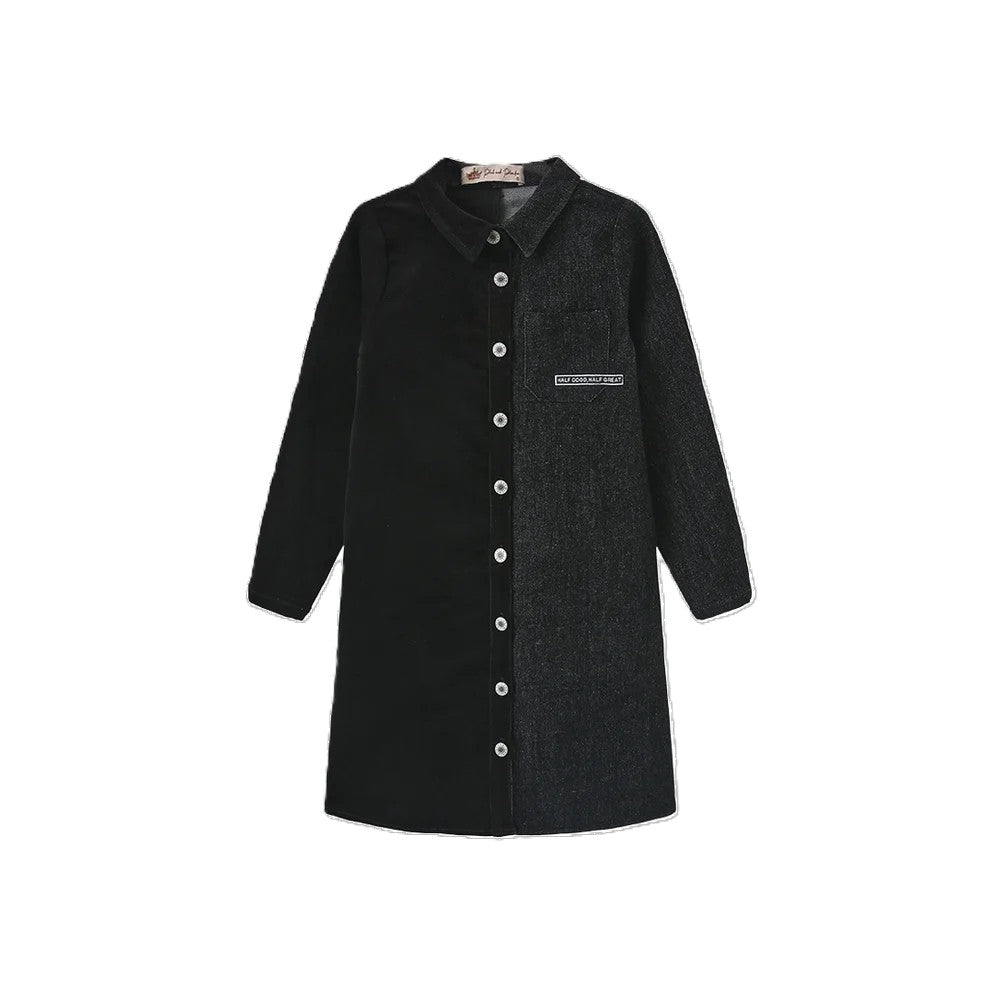 C-27450 PHIL & PHOEBE HALF CORDUROY SHIRT DRESS