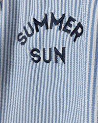 C-23958 CABANA SEERSUCKER RUFFLE LOGO SWIMSUIT