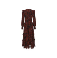 W-29920 THE COLLECTIVE PAISLEY RUFFLE SMOCK DRESS