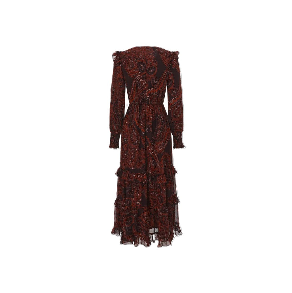 W-29920 THE COLLECTIVE PAISLEY RUFFLE SMOCK DRESS